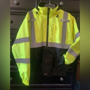 High-Visibility Yellow & Black Bomber Jacket -